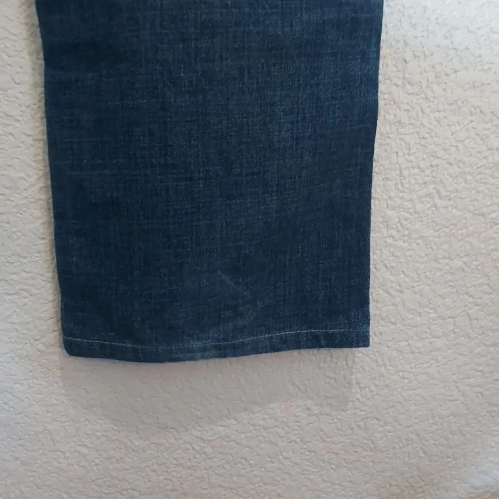 True Religion Distressed Straight Leg Blue Jeans Size 38